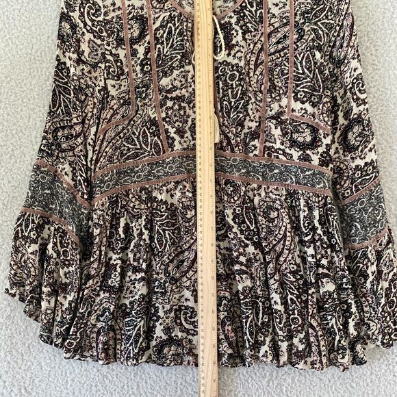 American Eagle Peasant Womens Blouse Tunic Size S/P‎ Paisley Keyhole Long Sleeve - Picture 8 of 10